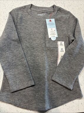 Cat & Jack Heather Gray Long Sleeve Pocket Tee